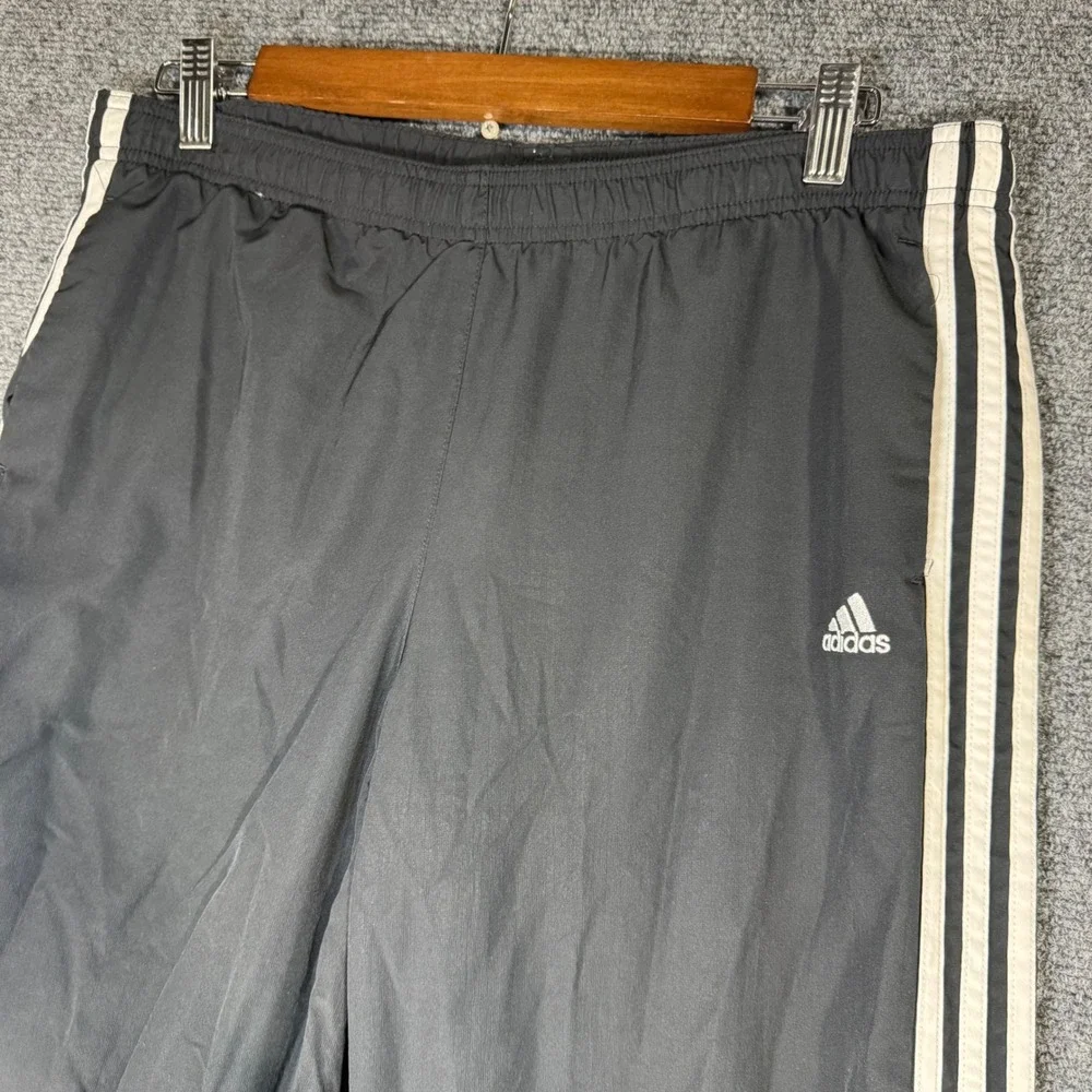 Vintage Adidas Mens Black‎ Track Pants White Stripes Elastic Waist Size M